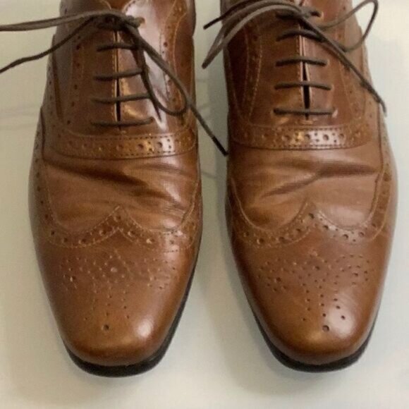 RED TAPE CARN 2 BROGUE MENS BROWN LEATHER LACE UP SHOES SIZE 9 - Picture 5 of 13
